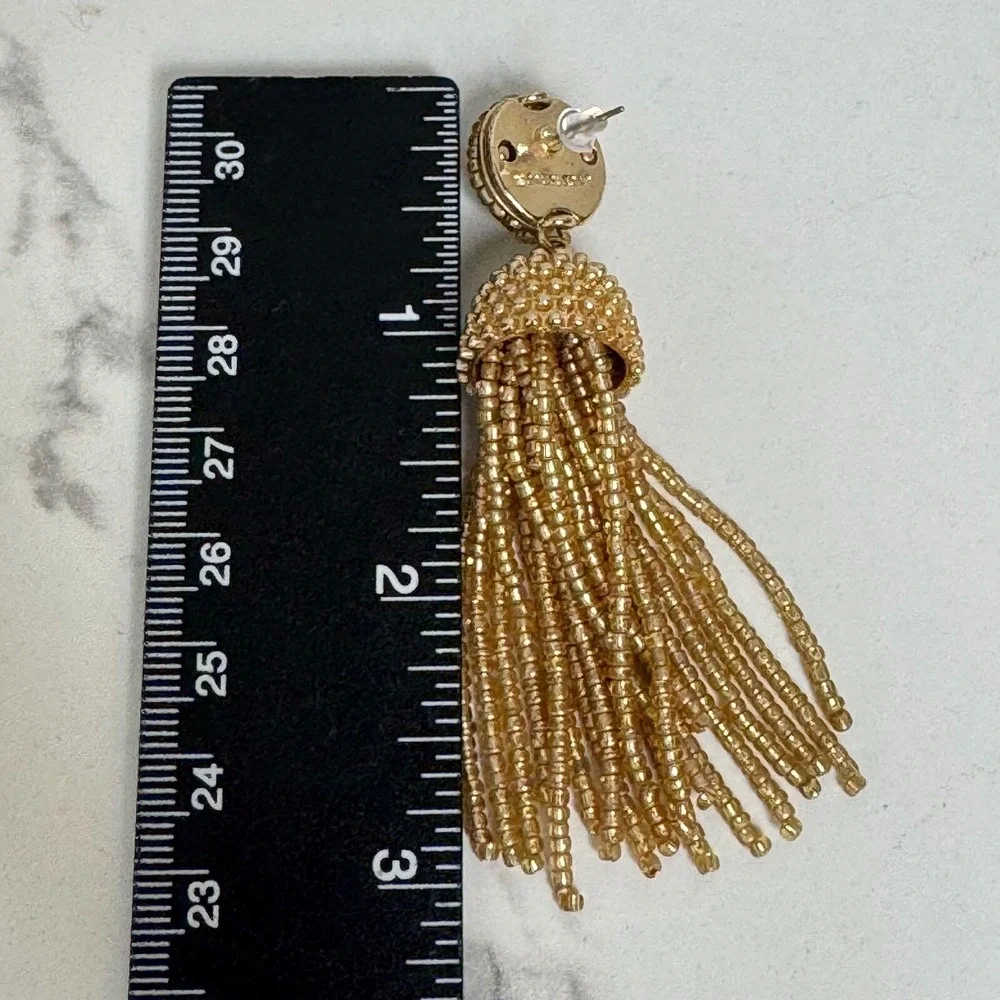 BaubleBar Gold Beaded Tassel Earrings‎ Statement Dangle Drop